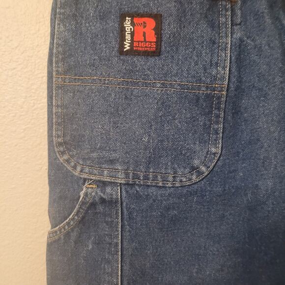 Wrangler Riggs Workwear Mens 36 Straight Leg Carpenter Jeans Dark Wash Utility - Picture 6 of 10